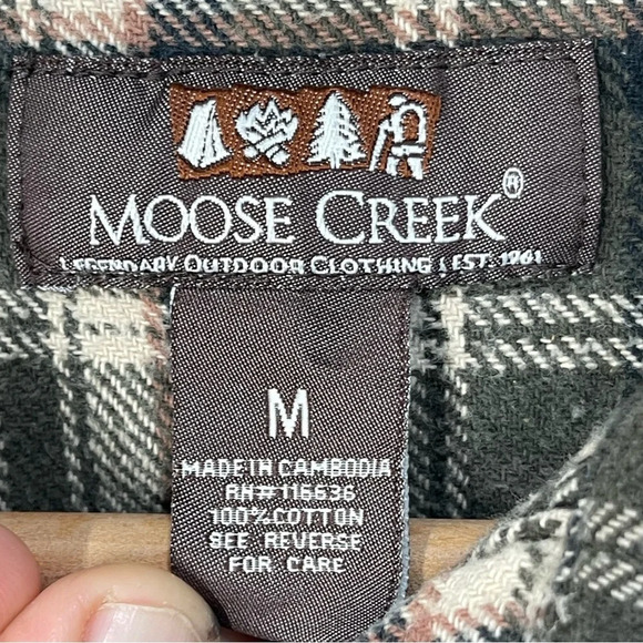 Moose Creek Pearl Snap Flannel Shirt Men’s Medium Thick Heavyweight 100% Cotton - Picture 3 of 9